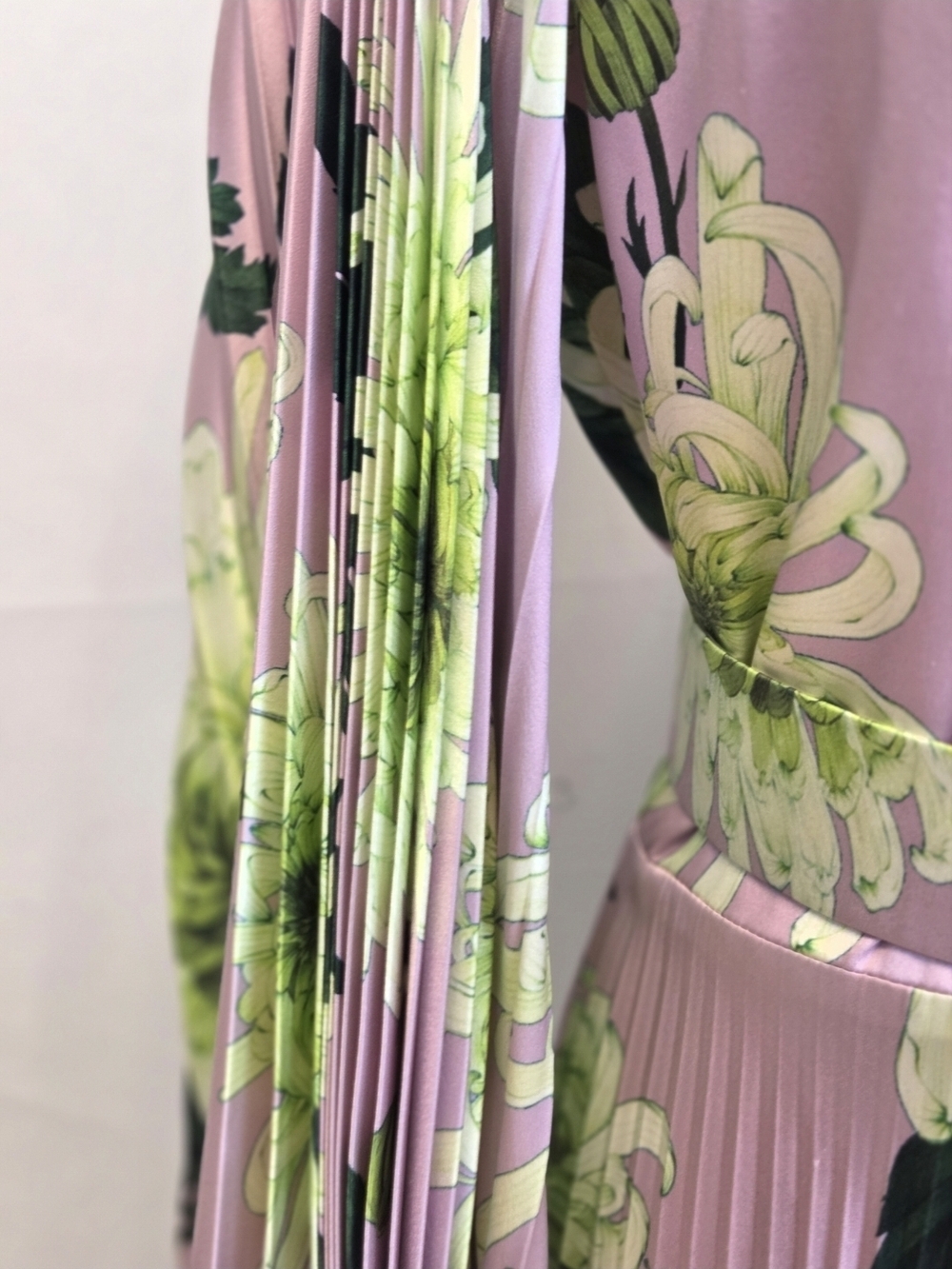 Andrew Gn Silk Floral Pleated Gown Embellished Belt Maxi Dress Luxury Designer - Picture 13 of 16